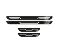 WEFP 4 Pièces Protection Seuil Porte Voiture pour Nissan X-Trail T33 Qashqai J12 Ariya e-Power 2024, Acier Inoxydable Plaques Plinthes Pédale Bienvenue Anti-Rayures,C/Black Titanium Brushed