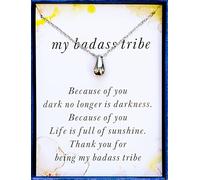 WEFRIN Collier d'amitié avec inscription « Thank You for Being My Badass Tribe » pour femme, collier d'amitié, bijoux pour la rentrée scolaire, cadeau de remise de diplôme avec boîte et carte, Small