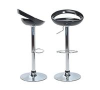 WeFun Lot de 2 Tabouret de Bar réglables en Plastique ABS Noir (2pcs)