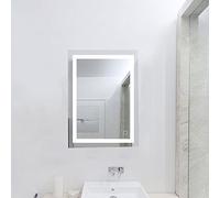 wefun Miroir de Maquillage Mural avec Miroir Mural LED pour Salle de Bain LED Nouveau Bouton (50 x 70 cm, Blanc Froid)