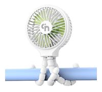 WEGA Ventilateur portable rechargeable pour siège de voiture, 3 vitesses, ventilateur personnel USB pour berceau, tapis de course, bureau et voyage (blanc)