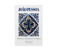 WEGAGTTT Impression sur toile João Pessoa, Brésil, esthétique minimaliste et traditionnelle azulejo - Décoration murale pour salon, chambre à coucher - 40 x 60 cm