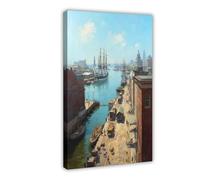 WEGAGTTT Impression sur toile représentant un port colonial de Philadelphie - Grand quai - Décoration de chambre à coucher, bureau, chambre - Cadeau - 20 x 30 cm