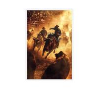 WEGAGTTT Impression sur toile Texas Rodeo - Cowboys équitation de taureaux - Événement occidental - Décoration pour chambre à coucher, bureau, chambre - 40 x 60 cm