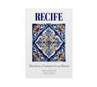 WEGAGTTT Recife Impression sur toile style azulejo traditionnel du Brésil - Décoration murale pour salon, chambre à coucher - 30 x 45 cm