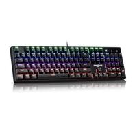 wegear Clavier de jeu mécanique avec interrupteur bleu, clavier filaire rétroéclairé RVB 104 touches (11 modes, anti-ghosting, touches ABS à double tir, clavier d'ordinateur éclairé pour PC Windows