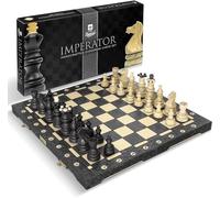 Wegiel Imperator Ensemble d'échecs de luxe en bois de 53,3 cm pour adultes et enfants - Fabriqué à la main à partir de bois de hêtre et de bouleau de qualité supérieure - Design pliable unique avec