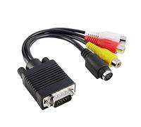 Wegiwuca Adaptateur convertisseur VGA SVGA vers S-Vidéo 3 AV VGA vers sortie vidéo S-Vidéo AV pour PC ordinateur portable PC câble