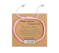 Wegiwuca Bracelet à breloques en forme de ruban pour la sensibilisation au cancer du sein - Pour la foi, l'espoir, le courage, la force - Bijoux tressés, One Size, Comme décrit