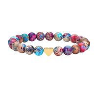 Wegiwuca Breloque multicolore en forme de cœur en cristal lisse avec cordon élastique robuste pour homme et femme en forme de cœur en cristal, taille unique, Comme décrit