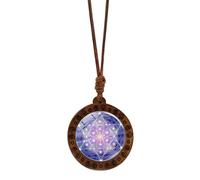 Wegiwuca Collier ras du cou avec pendentif en forme d'hexagramme spirituel Sri Yantra - Géométrie sacrée - Amulette en bois pour femme - Réglable - Chaîne de clavicule - Collier hexagramme, taille