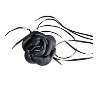 Wegiwuca Collier ras du cou réglable en corde avec pendentif en forme de fleur de rose - Chaîne gothique pour femme et fille - Chaîne tendance coréenne, taille unique, Comme décrit, Comme décrit.