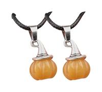 Wegiwuca Collier unisexe réglable avec pendentif citrouille chapeau de sorcière et pierre d'agate naturelle sur cordon noir Bijoux gothique citrouille, taille unique, Comme décrit, Comme décrit.