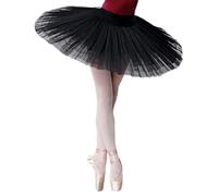 Wegiwuca Jupe tutu de ballet professionnelle pour femme - 7 couches en tulle rigide - Plateau organdi - Pancake Dance - Culotte intégrée - Tutu de crêpes, Noir, L