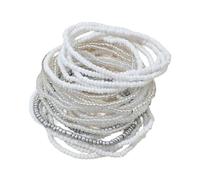Wegiwuca Lot de 20 bracelets en perles blanches élégantes Bracelets de perles blanches Chaîne de poignet unique pour les excursions à la plage Charme perles