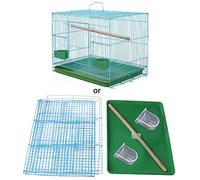 Wegiwuca Petite cage rectangulaire en fil de fer pour petits oiseaux et canaris équipée d'un bâton à oiseaux debout et de 2 demi-cercles