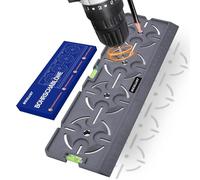 WEGLUST Gabarit de perçage avec niveau à bulle et règle - Outil de précision multifonction pour prise de courant, boîte encastrée et installation électrique en cloison sèche (gris)