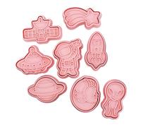 WEGOO Emporte-pièces étoiles, Ensemble d'emporte-pièces sur Le l'espace, 8 pièces fusée, planète, Lune, Navette Spatiale, dirigeable, ovni et Astronaute Moule à Biscuits pour Fournitures
