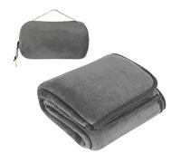 WEGREAT Couverture de voyage ultra légère et chaude - 127 x 152 cm - Coussin 2 en 1 - Couverture d'avion ultra légère - Pliable - Pour voyage, train, avion, voiture, camping - Gris