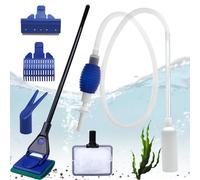 WEGREAT Kit de nettoyage d'aquarium 5 en 1 : kit de nettoyage d'aquarium avec siphon de changement d'eau et 5 outils de nettoyage amovibles, accessoires d'aquarium pour changement d'eau et nettoyage