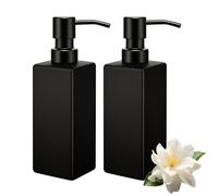WEGREAT Lot de 2 distributeurs de savon en verre noir en céramique : distributeur de savon de 350 ml, design moderne, distributeur de savon de cuisine, pompe en acier inoxydable, distributeur de savon