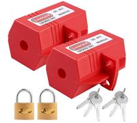 WEGREAT Lot de 2 fiches d'alimentation avec serrure verrouillable : serrure de machine à laver, rouge, serrure de prise pour machine à laver et câble d'alimentation, fiche coffre-fort 89 mm