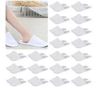 WEGREAT Lot de 20 paires de chaussons d'hôtel 28 x 11 cm en tissu éponge pour centre de beauté, spa, médecins, hôtels, femmes et hommes, pantoufles d'invités unisexes blanches, Blanc., Taille unique