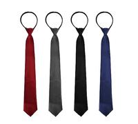 WEGREAT Lot de 4 cravates pour hommes : cravates déjà nouées, sécurité réglable avec élastique, cravate à fermeture éclair pour le service de sécurité, la restauration, noir, bleu, rouge, gris