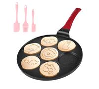 WEGREAT Poêle anti-adhésive pour crêpes 26 cm avec sept trous, crêpes maker avec animal pour gaz, poêle à oeufs frits, Omelette, crêpes, hamburger