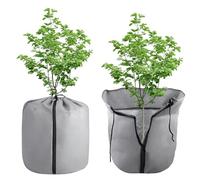 WEGREAT Protection thermique pour plantes : 2 pièces 35 x 40 cm Pots de protection hivernale pour plantes en pot Sac de protection thermique avec cordon de serrage et fermeture éclair, feuille