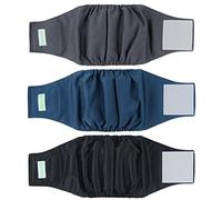 wegreeco Lot de 3 Bandeaux lavables pour Chien mâle (Motif élégant) - Lavables - Noir Anthracite, Bleu Marine, XXL