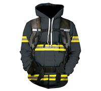 WEGUKRI Sweat à Capuche imprimé 3D Pompier Cosplay, Pull réaliste Pompier, Sweat à Capuche Homme Femme High Street