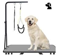 WeGXY Bras de Toilettage à Double Pince, Table de Toilettage Réglable pour Grands Chien - Soins des Poils et Coupe des Griffes, avec Anneau de Force et Deux Supports sans Assise, Solide