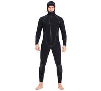 WEHAM Combinaison à Capuche en néoprène de 7 mm pour Hommes, Fermeture éclair sur Le Devant Tout Le Corps Garder au Chaud Combinaison de plongée sous-Marine Surf sous-Marin,Noir,L
