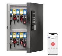 WeHere Boîte à Clés Murale 32 Clés, Armoire Intelligente avec Déverrouillage par Application Bluetooth/Mot de Passe Fixe/Dynamique/Partage d'OTP pour Voituriers/Agents Immobiliers/Bureaux/Hôte