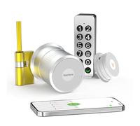 WeHere Serrure Connectée 4-en-1,Cylindre Euro Intelligent avec Clavier, Bluetooth, Code, Contrôle à Distance & Verrouillage Automatique, Compatible Portes 50-100mm