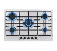 WEHIMO Plaque de Cuisson Gaz 5 Feuxs, Plaque Gaz 5 Feuxs Inox, Cuisinière à Gazs 5 Brûleurs Encastrable, Grille Fonte, 10500W, Gazs Ville et Bouteille