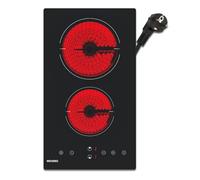 WEHIMO Plaque de Cuisson Vitrocéramique 2 Zones 3000W, 9 Niveaux de Chauffe, Commande Tactile, Minuterie 1-99 Min, Sécurité Enfant, Indicateur de Chaleur Résiduelle