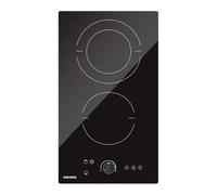 WEHIMO Plaque de cuisson vitrocéramique à 2 plaques, 3400 W (2200 W + 1200 W), commande par bouton rotatif, brûleur à double anneau, 9 niveaux de chauffage, commande tactile, sécurité enfant