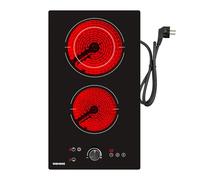 WEHIMO Plaque Vitrocéramique 2 Feux 3400W, 29cm, 9 Niveaux de Température, Sécurité Enfant, Minuterie de 1 à 99 Minutes, Compatible avec Toutes les Casseroles