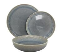 WeHome Erika Service d'assiettes 6 personnes, 18 pièces, assiettes colorées en céramique, modèle Erika, assiettes modernes, 3 tailles, lavable au lave-vaisselle, compatible avec four à micro-ondes