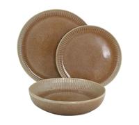 WeHome Erika Service de vaisselle 6 personnes, 18 pièces, assiettes colorées en céramique, modèle Erika, assiettes modernes, 3 tailles, lavable au lave-vaisselle, compatible avec four à micro-ondes