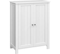 WeHome Meuble de Salle de Bain avec Deux Portes, Meuble Polyvalent, Meuble de Cuisine, Meubles de Salle de Bain, avec 2 étagères réglables, 30 x 60 x 80 cm, Blanc