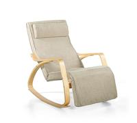 WeHome Swing Amor Fauteuil à Bascule avec accoudoirs en Bois, Rocking Chair, Fauteuil à Bascule avec Repose-Pieds réglable, Fauteuil Salon, Chaise de Chambre à Coucher (Tissu, Beige)