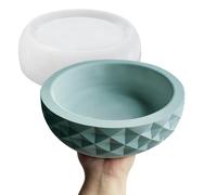 Wehous Grand bol en silicone en forme de diamant, moule géométrique rond pour résine époxy, béton, ciment, grand rangement pour bougies, pot de fleurs, bricolage, artisanat, ornement, cadeau