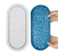 Wehous Grand plateau ovale en résine de 33 cm, grands moules en silicone avec bords, moules en silicone pour résine époxy, plaques de conteneur de bijoux pour résine, béton, artisanat, décoration
