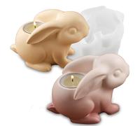 Wehous Moule en silicone 3D pour bougie chauffe-plat en forme de lapin en résine et béton, moule de rangement unique pour bijoux en forme de lapin pour moulage époxy, loisirs créatifs, décoration