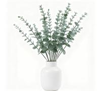 Wei‘s Moment Lot de 24 Tiges d’Eucalyptus Artificielles Feuilles Réalistes Vert Gris pour Décoration Maison Bureau Bouquet Centres de Table Mariage