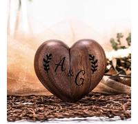 WEI YOU Boîte à Bague personnalisée en Bois en Forme de c?ur avec Gravure Double boîte pour Bague de fiançailles boîte en Bois de Noyer, boîte à Bijoux Cadeau pour Femme