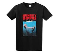WEI ZUI YE Boys Hungry Hippos Men Simple Tshirt Black L